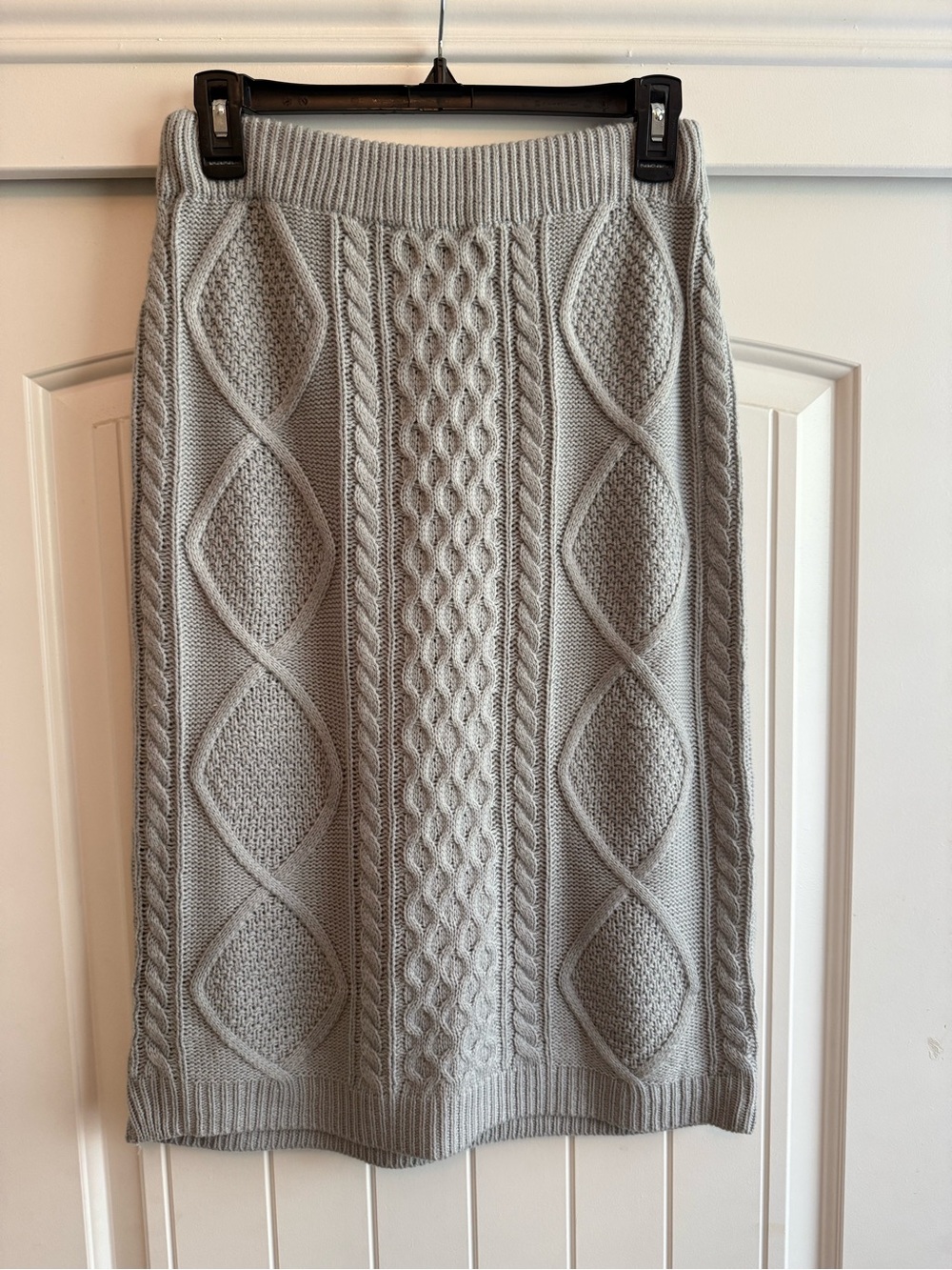 Vici Light Gray Cable Knit Midi Skirt